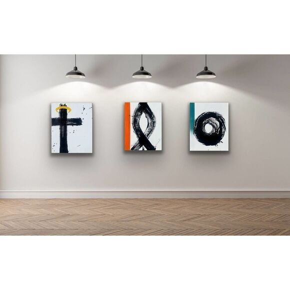 Abstract Black and Teal Modern Swirl Acrylic Painting 16” x 20” - Picture 10 of 10